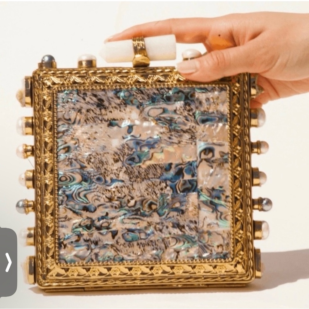 RAMLA Prestige Gemstone & Abalone Square Clutch